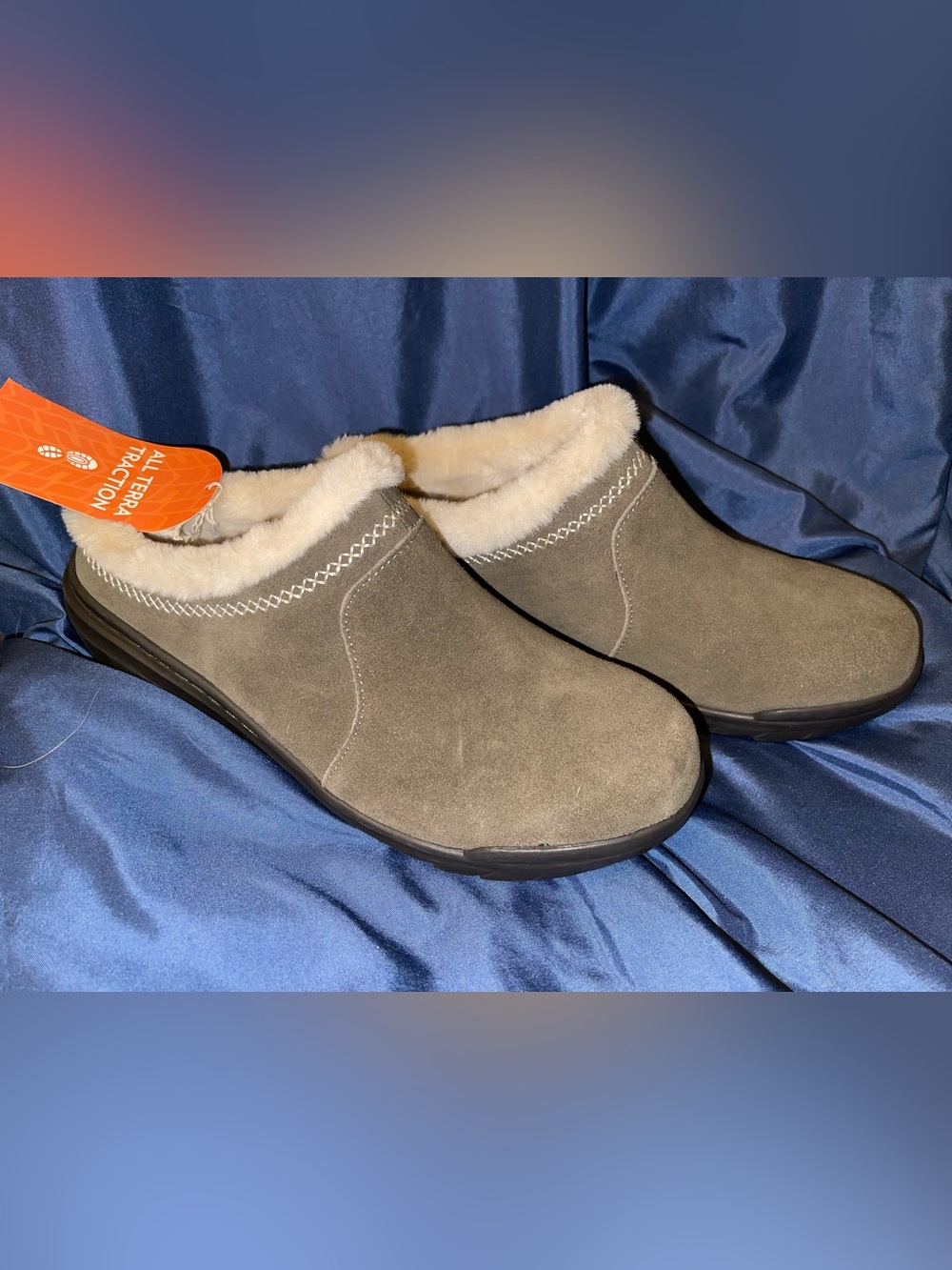 Jambu Wilma - Women's Leather Slip-On Faux Fur Mule - Green